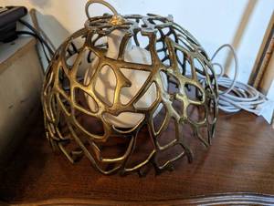 Hand-Crafted Metal Shade Hanging Lamp