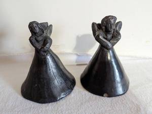 Black Ceramic Angel Candleholders