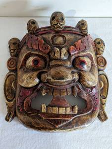 Hand Carved, Hand Painted Mahakala Mask