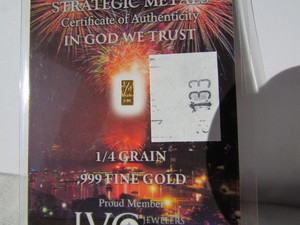 .25 Grain .999 Fine Gold