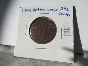 1944 Netherlands 2 12 Cent Coin