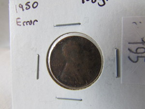 1950 Lincoln Wheat Cent Error