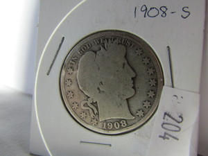 1908-S Barber Half Dollar