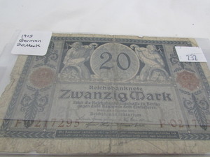 1915 Germany 20 Mark Note