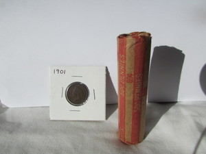 Roll of Wheat Cent Coins - With Extra Items