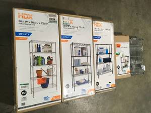 Lot of Mixed Utility Storage Shelving Various Sizes and Conditions  Customer Returns See Pictures