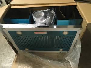 36 in. 350 CFM Convertible Island Mount Range Hood with LED Lights in Stainless Steel, Touch Control and Carbon Filters by AKDY  Customer Returns See Pictures
