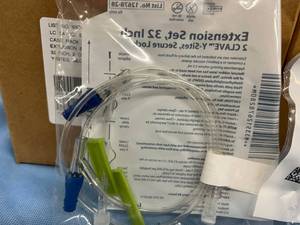 MSRP $3500 7 Cases (48Case) NEW ICU MEDICAL&nbspMacrobore Extension Set  with female adapter, 2 slide clamps, 2 Clave Y-sites and secure lock male adapter 32 Long #12678-28 Expiration 623