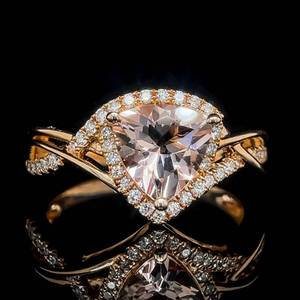 EFFY Designer 1.45 Carat Trillion Morganite & Diamond Halo Crossover Ring in 14k Rose Gold, Stamped EFFY $3,749 Retail Tag VIDEO