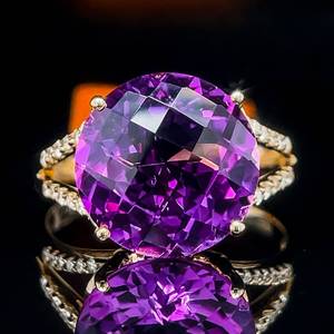 EFFY Designer 5.48 Carat Amethyst & Diamond Floral Garden Split Shank Ring in 14k Yellow Gold $2,749 Retail Tag VIDEO