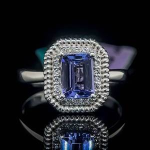 EFFY Designer 1.10 Carat Tanzanite & Diamond Emerald Cut Twisted Rope Double Halo Octagon Ring in 14k White Gold $2,324 Retail Tag VIDEO