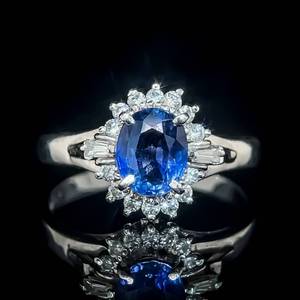 1.43 Carat Natural Royal Blue Sapphire & Diamond Princess Diana Style Estate Ring in Platinum, Unique & Elegant $4,450 Retail VIDEO