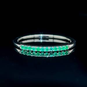 NEW Natural Emerald 14 Eternity Stacking Ring in 14k White Gold $1,650 Retail
