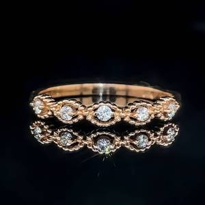 NEW Diamond Marquise-Pattern Halo Slim Stacking Ring in 14k Rose Gold $1,400 Retail