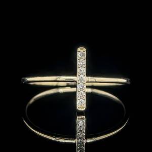 Diamond Cross Slim Stacking Ring in 14k Yellow Gold $1,499 Retail