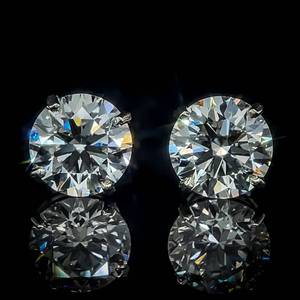 4.06 Carat Diamond Round Brilliant Cut Solitaire Stud Earrings w IGI Certification Report, IDEAL CUT, VS clarity $18,225 Retail VIDEO