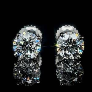 2.01 Carat Diamond Round Brilliant Cut Solitaire Stud Earrings w IGI Certification Report, F ColorVS Clarity $8,100 Retail VIDEO