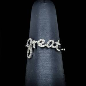 Serena Williams GREAT Diamond Pave Scrolling Inspirational Stacking Ring in White Gold w Original Tag Attached
