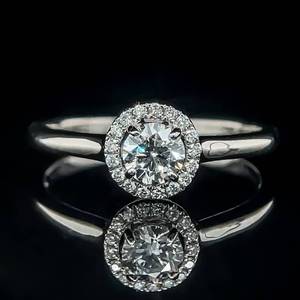 0.40 Carat Diamond Solitaire Halo Engagement Ring VS-DE in 14k White Gold $4,250 Retail VIDEO