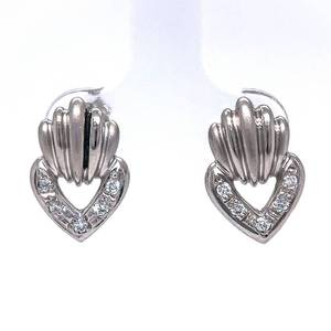 Platinum Diamond Earrings, Halo Scalloped Door Knocker Style for Everyday Wear. $3700 Retail VIDEO