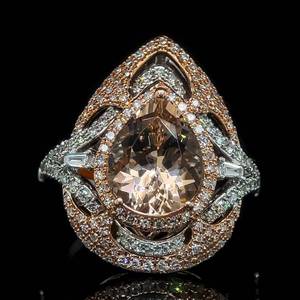 EFFY Designer 4.20 Carat Morganite & Diamond Multi-Row Vintage Inspired Ring in 14k Two-Tone Yellow & White Gold $7,849 Retail Tag VIDEO