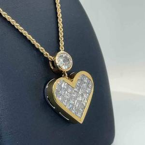 High End 3.25 Carat Old European Cut Diamond Heart Solitaire Bezel Estate Necklace in 14k Yellow Gold $9,850 Retail VIDEO