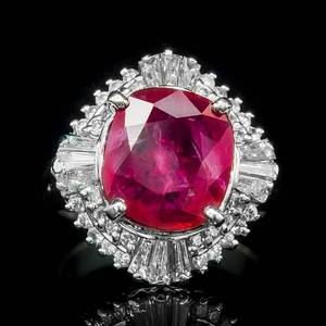 4.68 Carat Natural Ruby & Diamond Ballerina Cluster Cocktail Ring in Platinum $10,250 Retail VIDEO