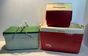 lot 12 image: Group Of Three Misc. Coolers Including Coleman And More