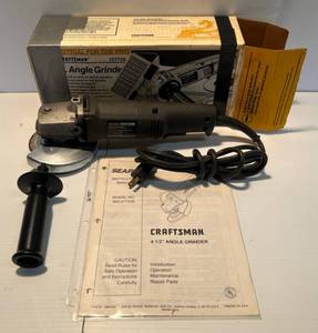 lot 20 image: Craftsman 4 12 Electric Angle Grinder With Original Box And Manual