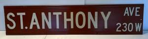 lot 31 image: Vintage 42 x 9 Aluminum Reflective St. Anthony Ave Sign