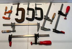 lot 38 image: Group Of Misc. C Clamps And Wood Clamps Some Craftsman