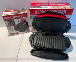 lot 50 image: Two George Forman Grills 1 5 Serving Grill And Panini New Open Box And 1 Champ Grill NIB