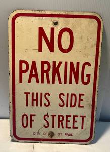 lot 57 image: Vintage Heavy Metal No Parking Sign 12 x 18