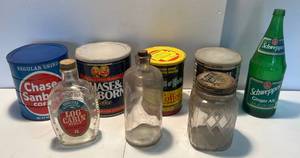 lot 58 image: Vintage Coffee Cans And Advertisement Bottles