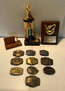lot 130 image: Vintage Trophies And Belt Buckles