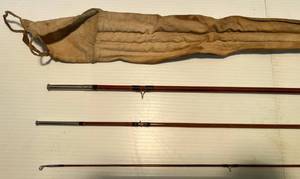 lot 137 image: Vintage Jim Dandy Tackle Shakespeare Wooden Hexagon Fly Rod With Original Fabric Case