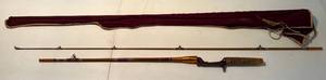 lot 138 image: Vintage Heddon Pal Wooden Fishing Pole With Original Fabric Case