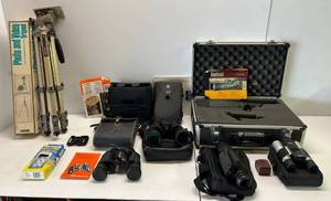 lot 153 image: Large Group Of Misc. Brands Of Outdoor Surveillance Items Including Binoculars, Spotting Scope, Trail Cam And More