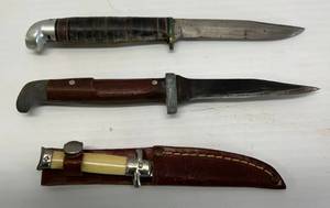 lot 176 image: Group Of Vintage Knives 1 Western 7 14 With 3 12 Blade Solid Old Knives