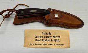lot 183 image: Schrade Old Timer Fixed Blade Knife With Sheath U.S.A. 1540T 3 12 Blade