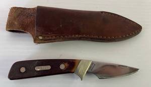 lot 184 image: Schrade Old Timer Fixed Blade Knife With Sheath U.S.A. 1560T 2 12 Blade