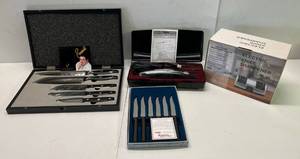 lot 202 image: Group Of Misc. Kitchen Items Including Emril Knife Set, Hamilton Beach Electric Knife, Electric Knife Shapener And More (BAM)