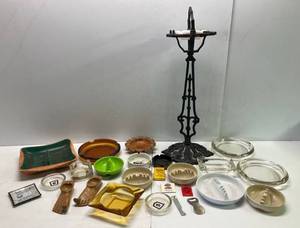 lot 204 image: Large Vintage Ashtrays Lot Including Decorative Cast Iron Ashtray And More