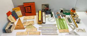 lot 216 image: Large Group Of Vintage Drafting Tools And More