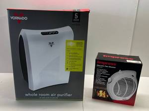 lot 235 image: Impress Electric Fan Heater NIB And Vornado Whole Room Purifier (Open Box)