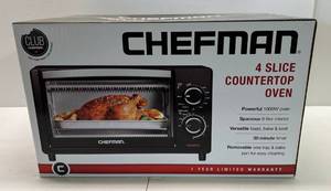lot 237 image: Chefman Four Slice Countertop Oven NIB