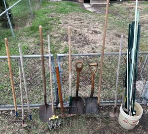 lot 243 image: Primitive Garden Tools And More