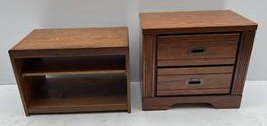 lot 253 image: Wooden Two Drawer Side Table And Wooden TV Stand