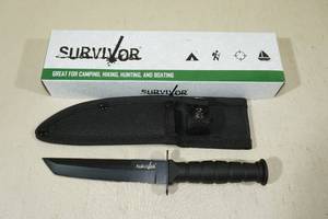 lot 54 image: Survivor Tanto Blade Fixed Blade Knife with Sheath