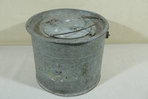 lot 73 image: Vintage Metal Minnow Bucket with Wood Handle